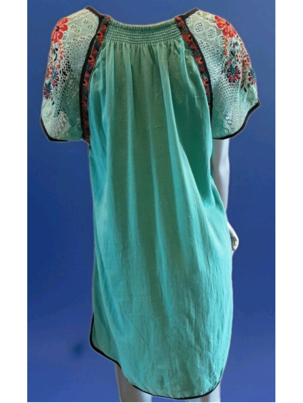 DOUBLE D RANCH-Chic Cotton Boho Beauty-Mint Green-Embroidered Crochet Lace-MED - Picture 5 of 16